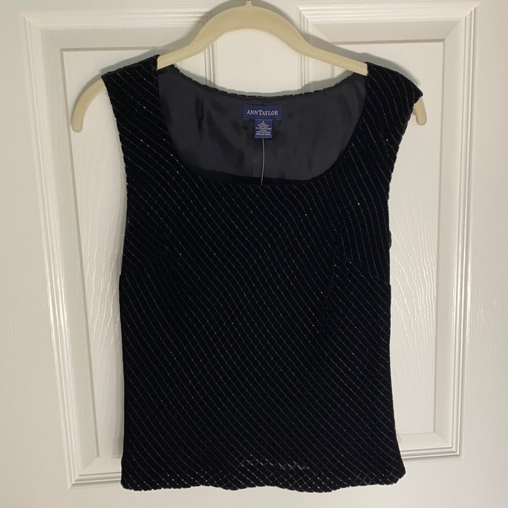 NWT - Ann Taylor Black Velvet sleeveless top